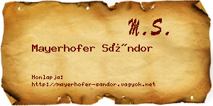 Mayerhofer Sándor névjegykártya