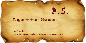 Mayerhofer Sándor névjegykártya